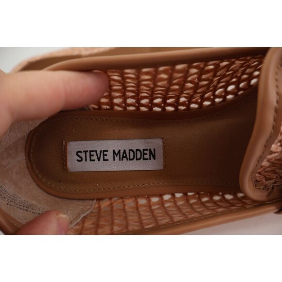 Steve Madden Womens Ryann Chain Loafers Beige Pink Rafia Square Toe Size 7 - Picture 10 of 12